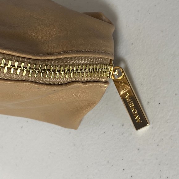 Amore Pacific Leather Cosmetic Bag, Light Brown, 8" x 5", New - Picture 7 of 11